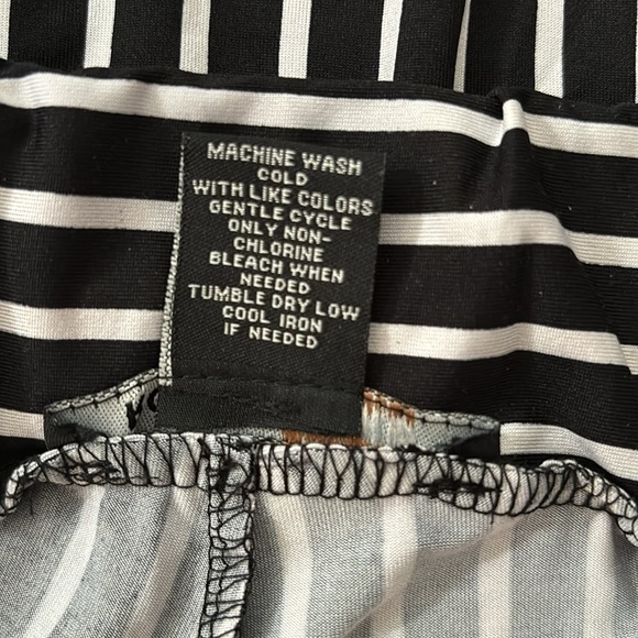 Robert Louis Palazzo Pants, Size PL, Black & White Striped - Picture 3 of 8